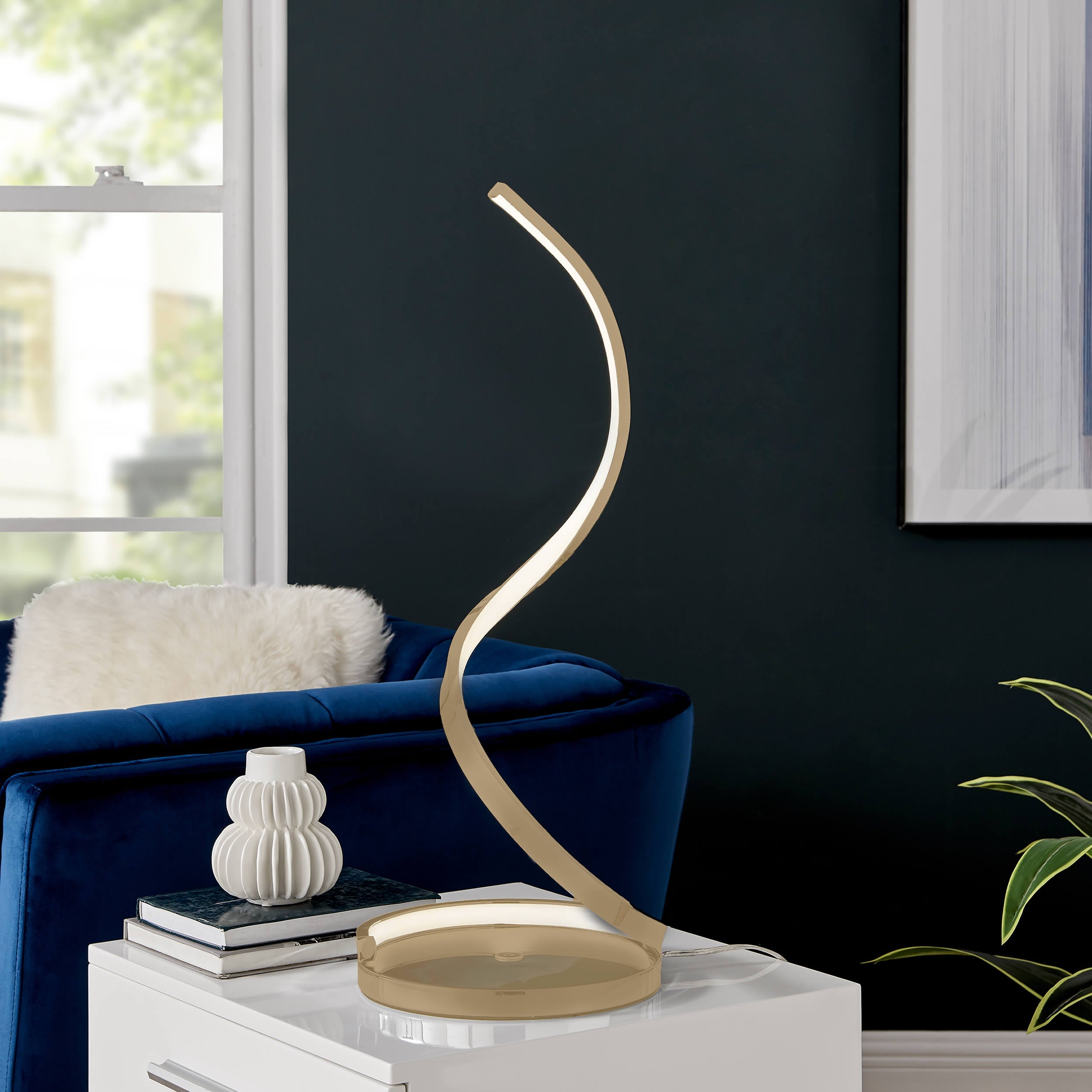 Modern Spiral Integrated LED Table Lamp, Gold