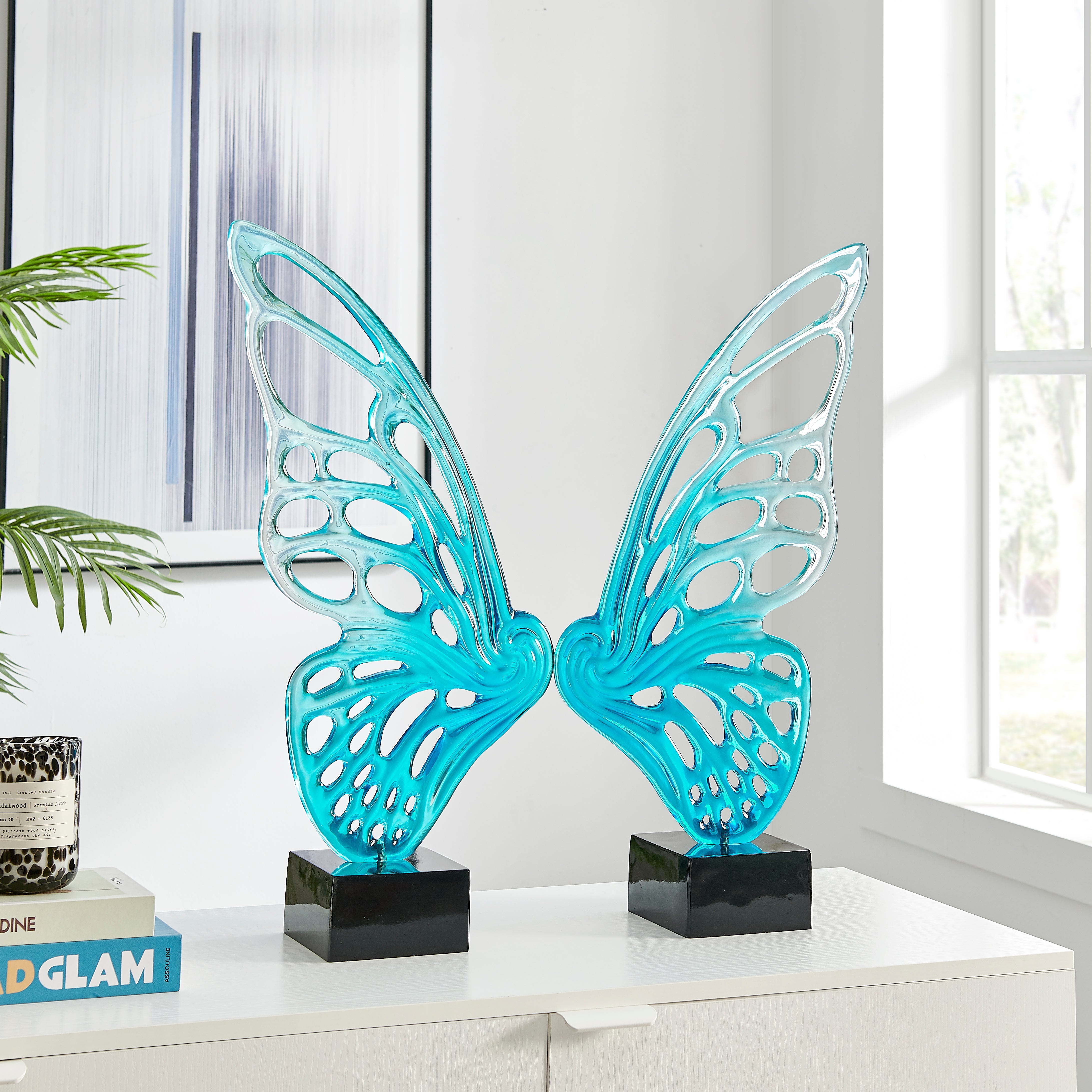 Butterfly Wings Clear Blue Sculpture