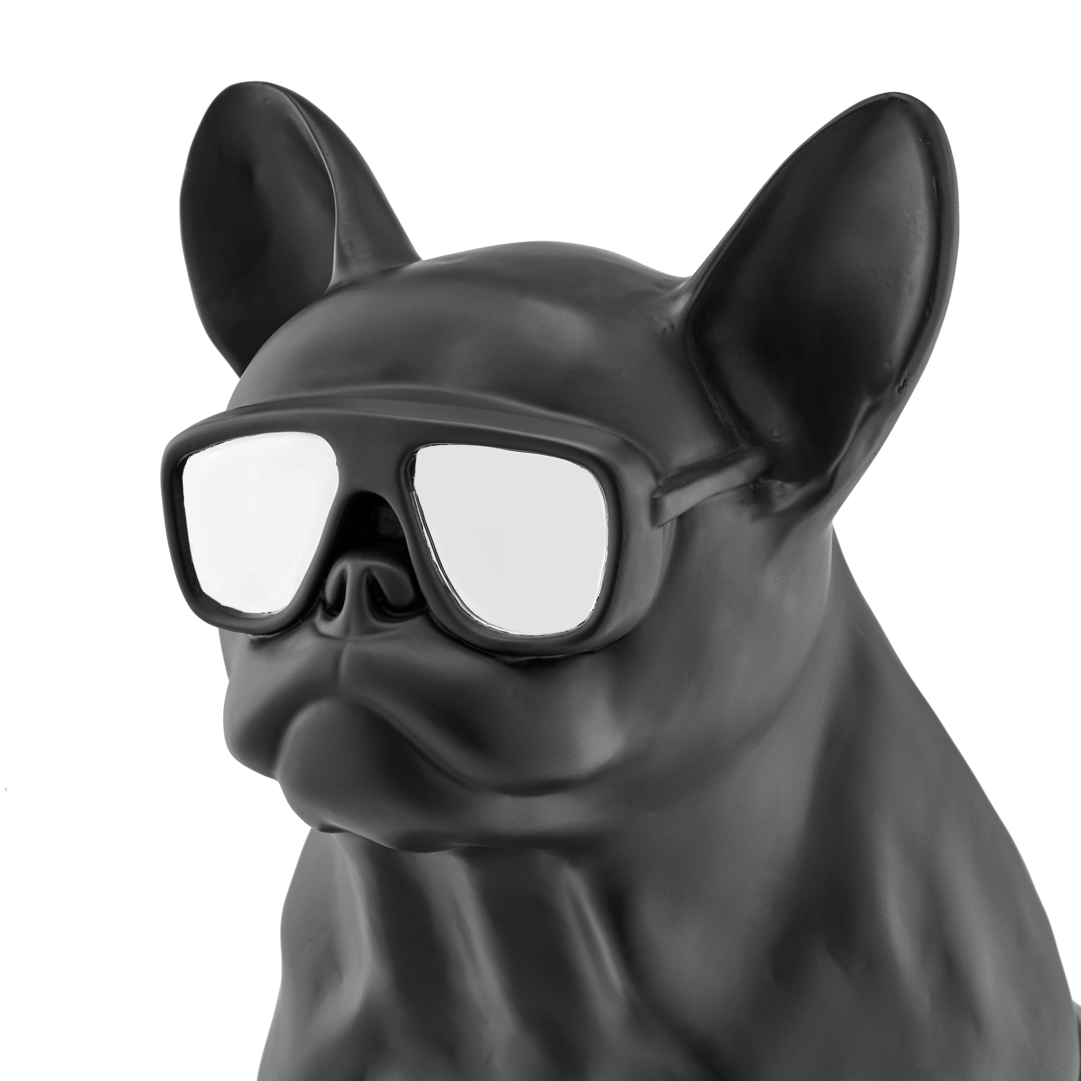 French Bulldog Sitting Sculpture / Chrome & Black