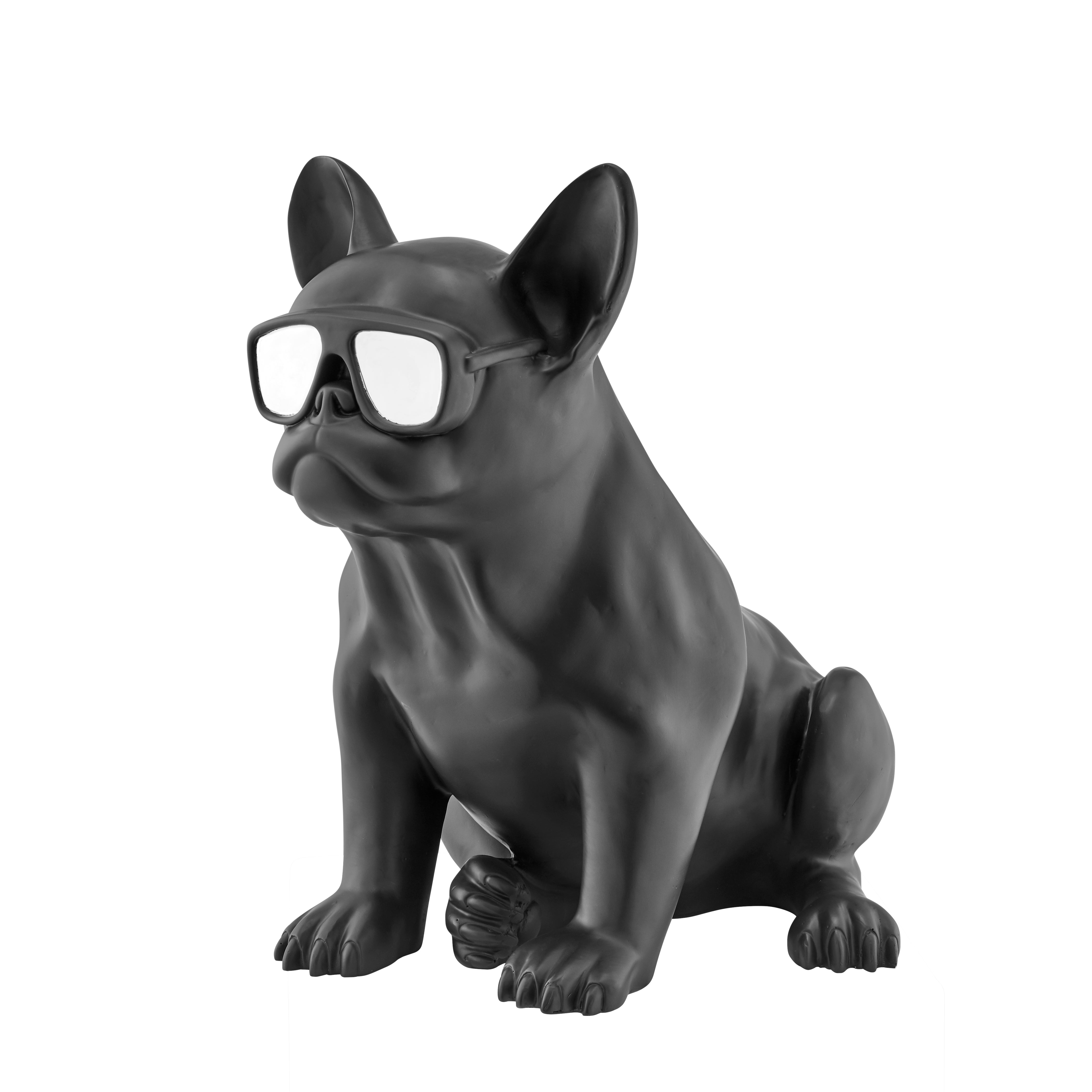 French Bulldog Sitting Sculpture / Chrome & Black