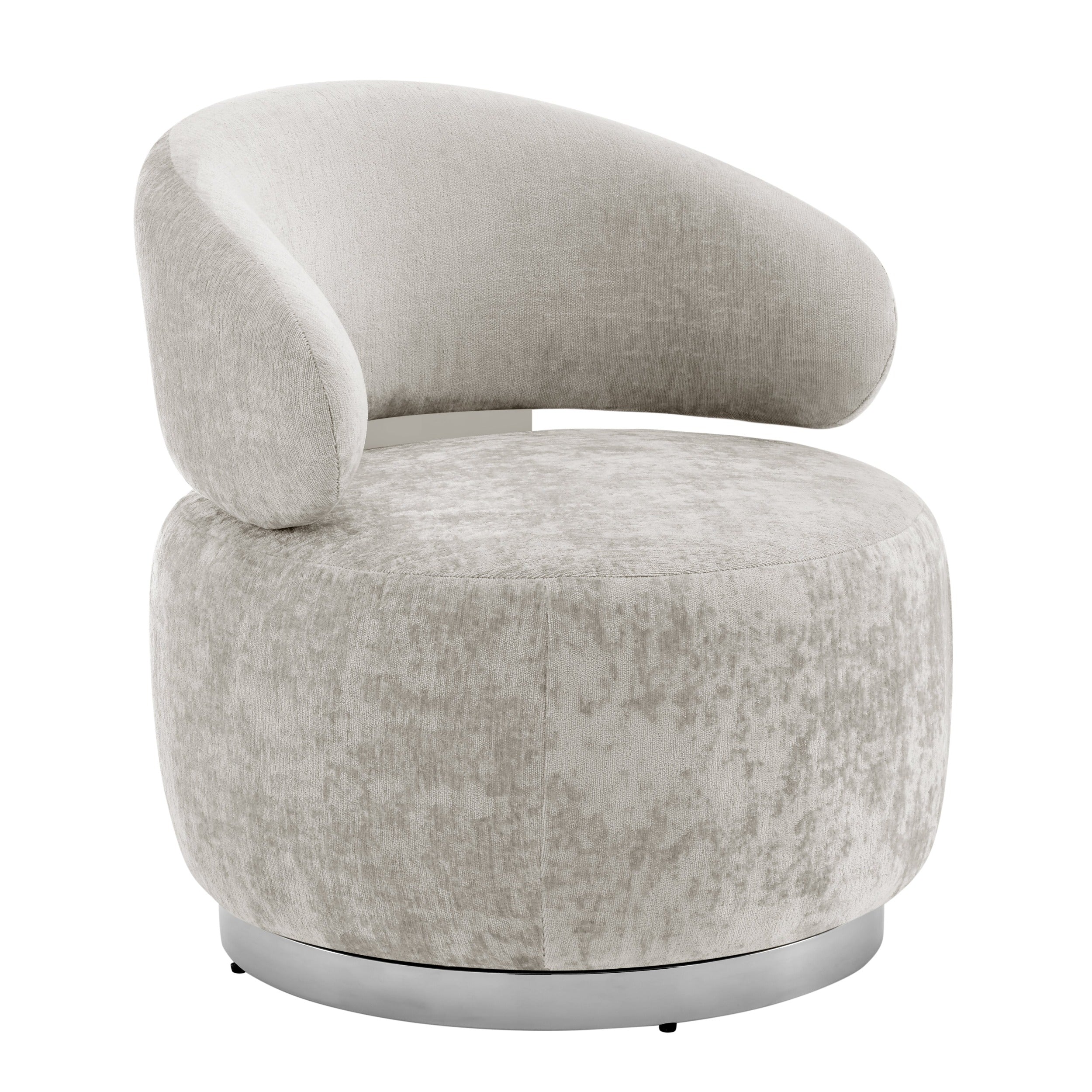 Elegant Swirl Swivel Accent Chair // Gray and Chrome