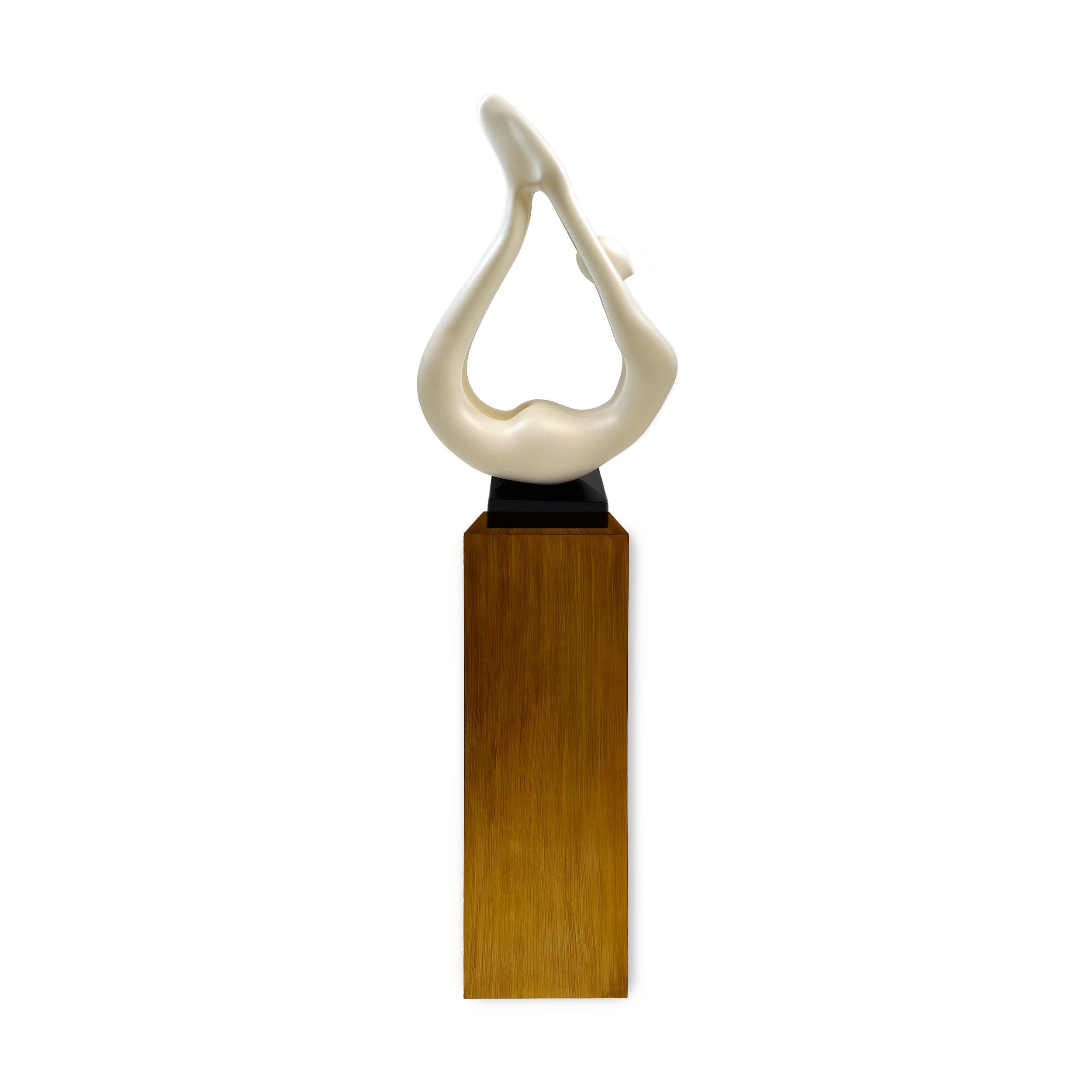 Yoga White Sculpture - Wood Base