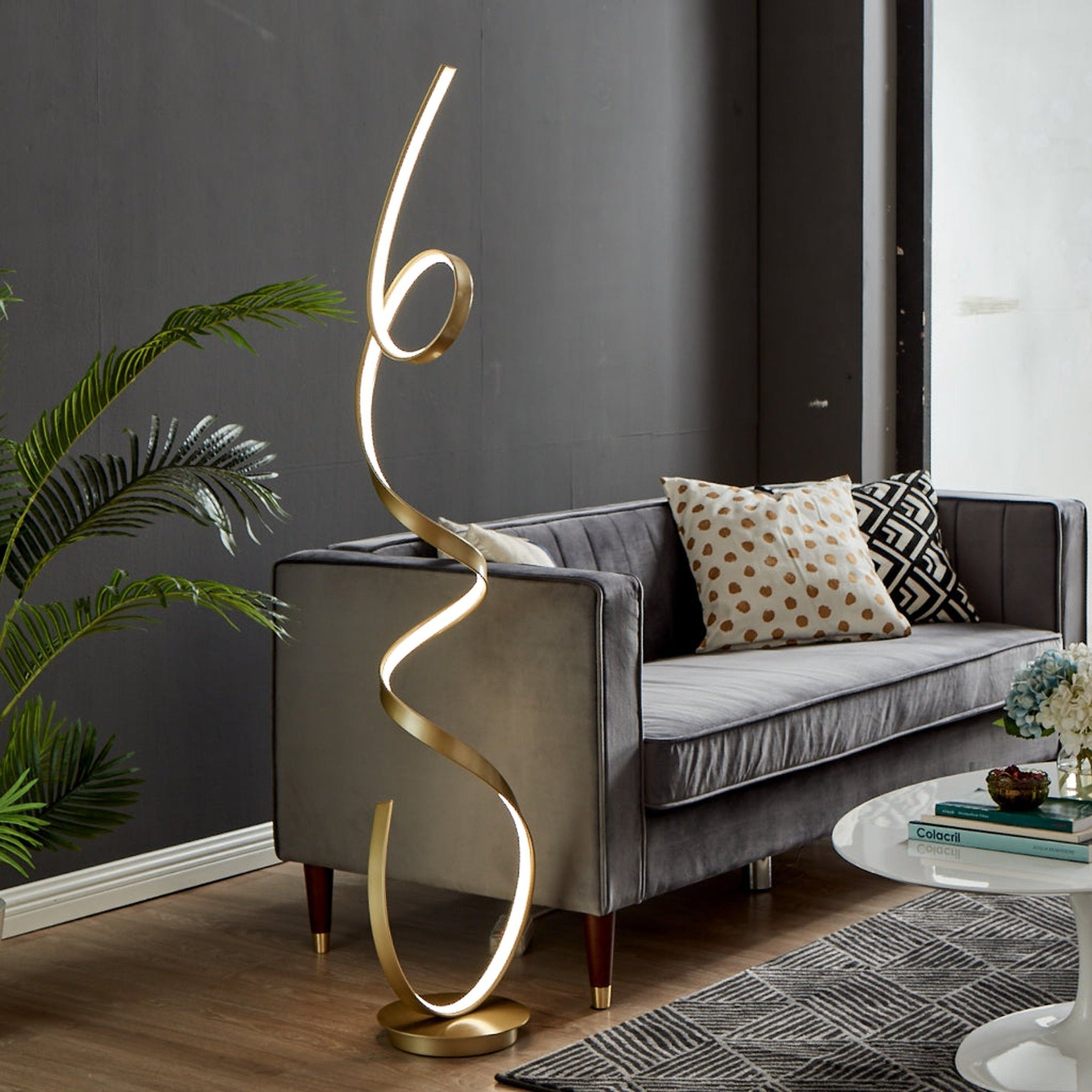 Amsterdam LED Sandy Gold  63-Inch Floor Lamp - Dimmable