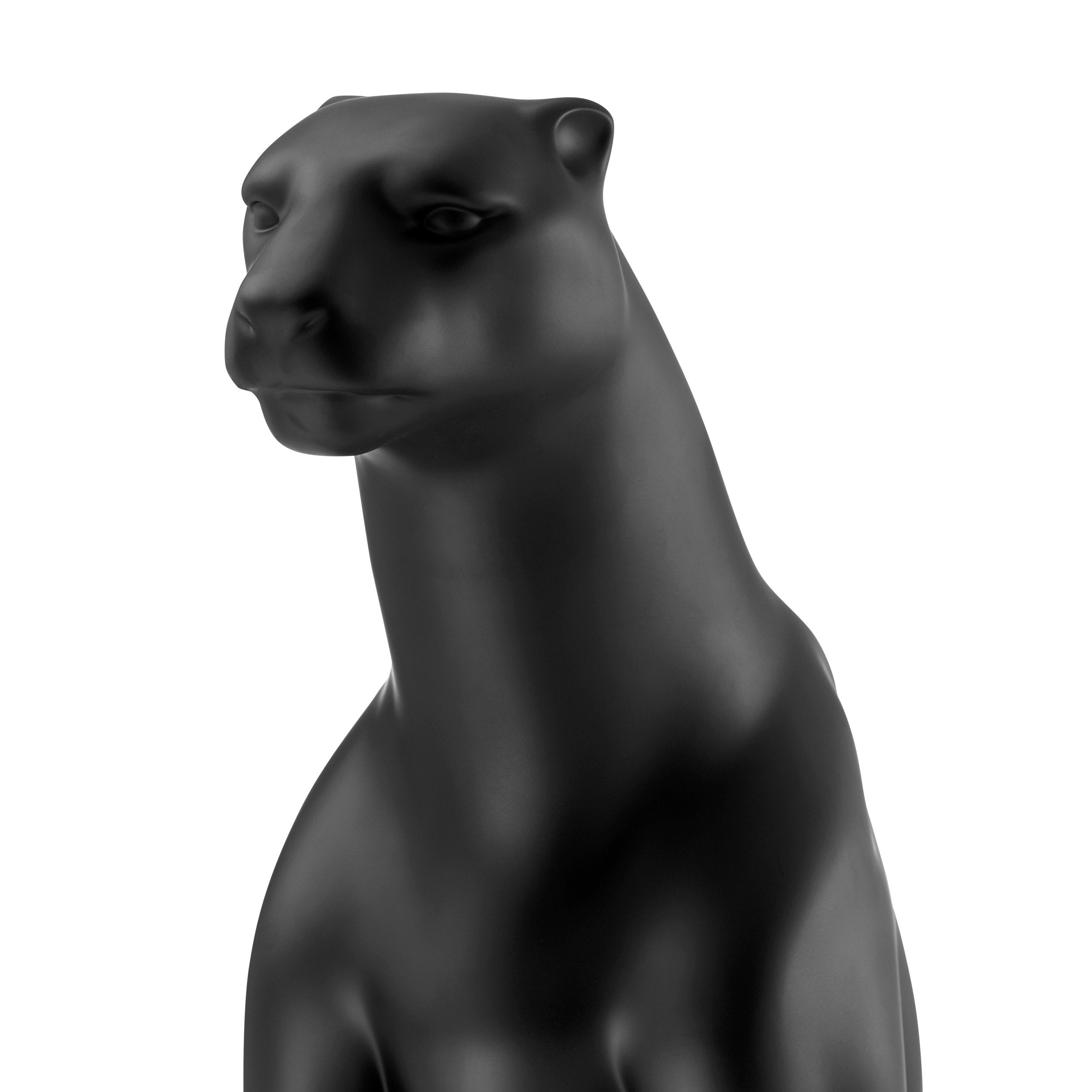 Boli Sitting Panther Sculpture // Matte Black