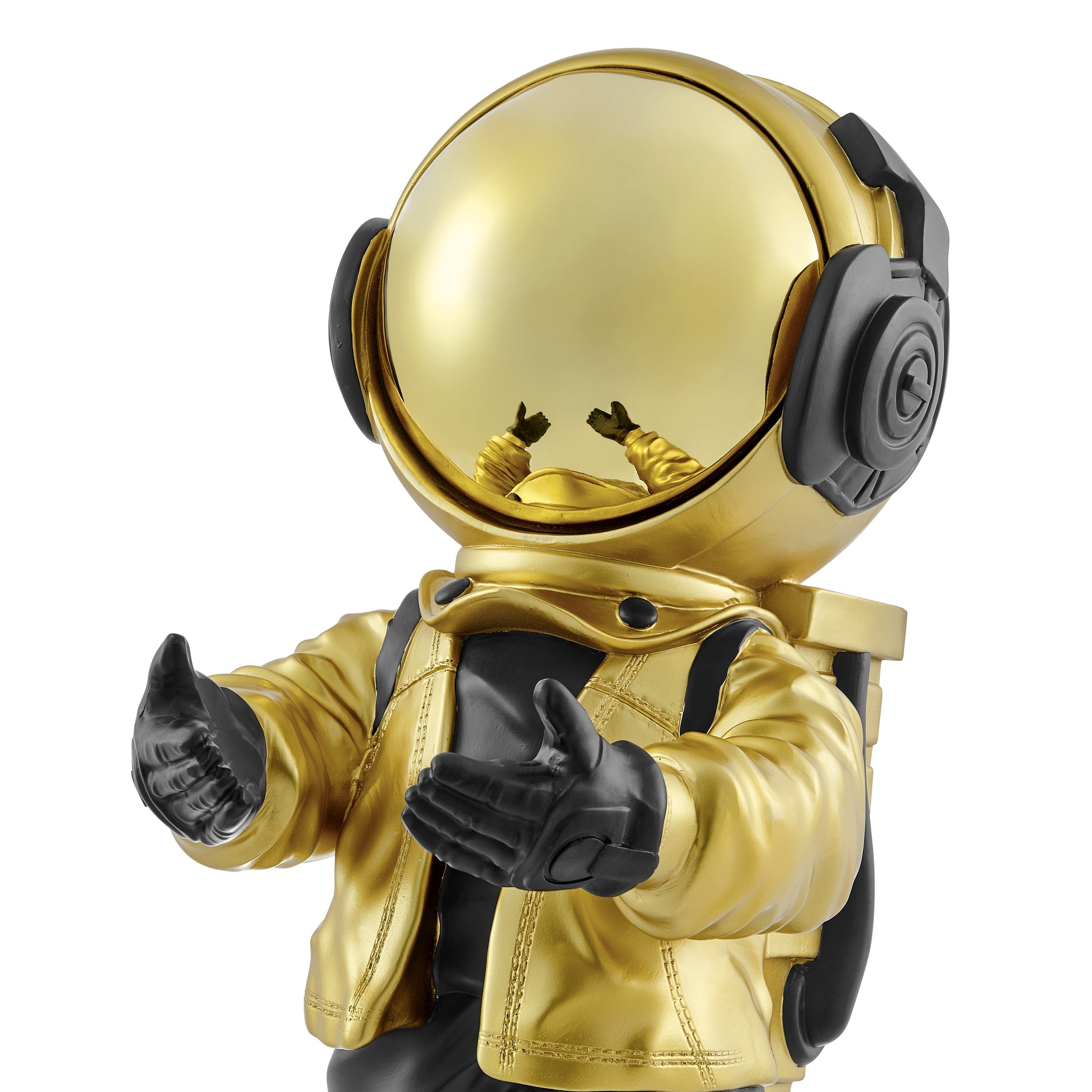 Hadfield takes the Moon // Lighted Astronaut- Sculpture // Black & Gold