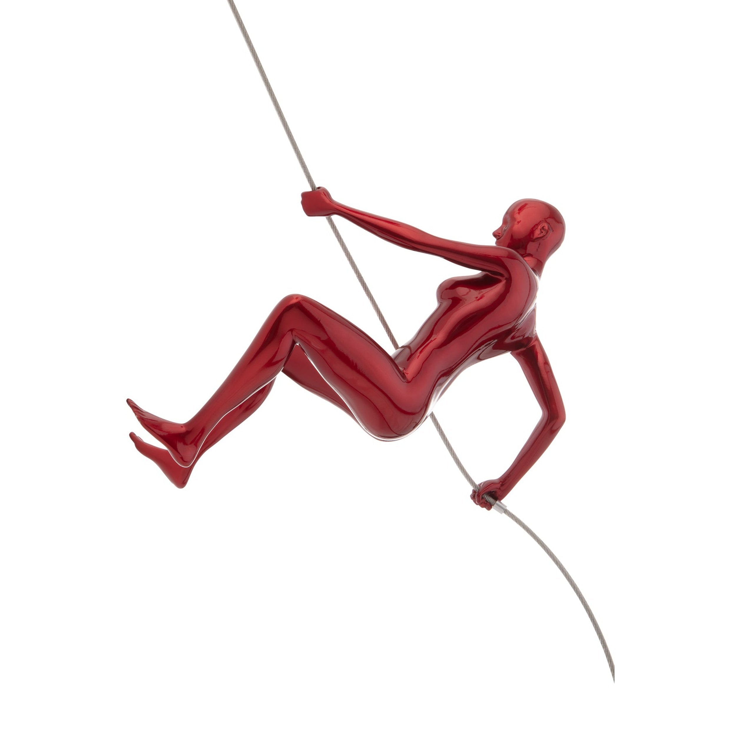 Metallic Red Wall Sculpture Climbing 8" Woman