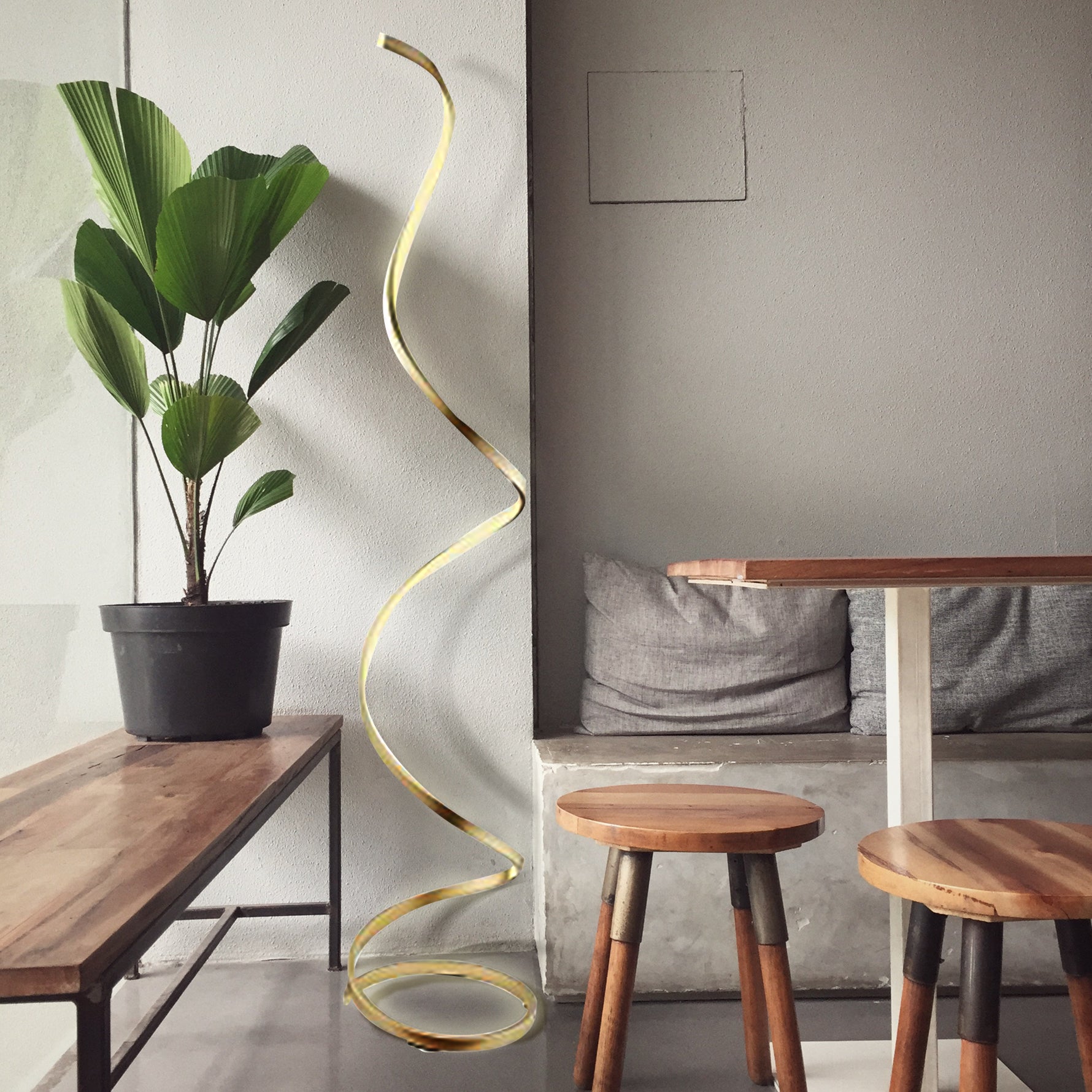 Modern LED Spiral Floor Lamp //  Sandy Gold