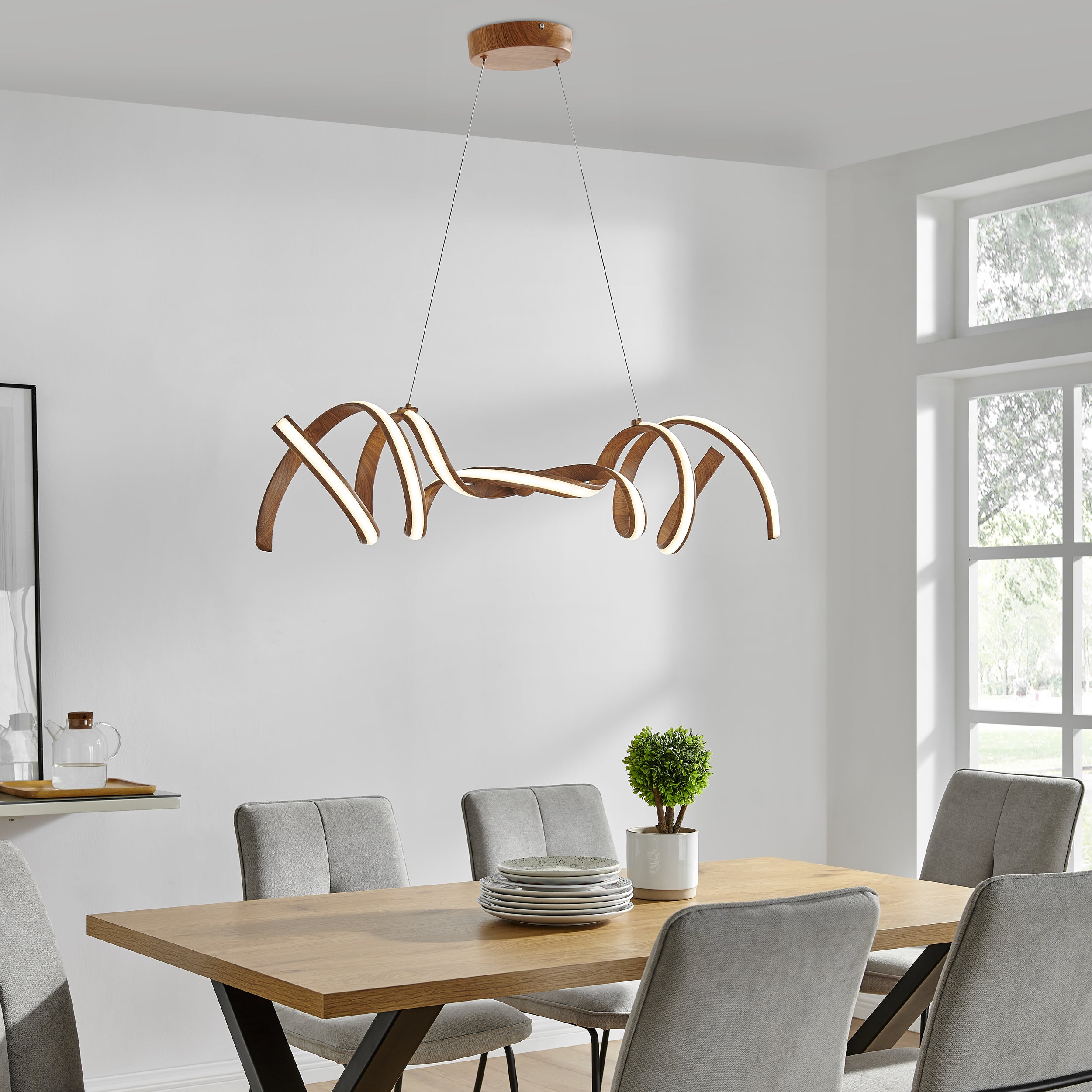 Munich LED Horizontal Chandelier // Wood