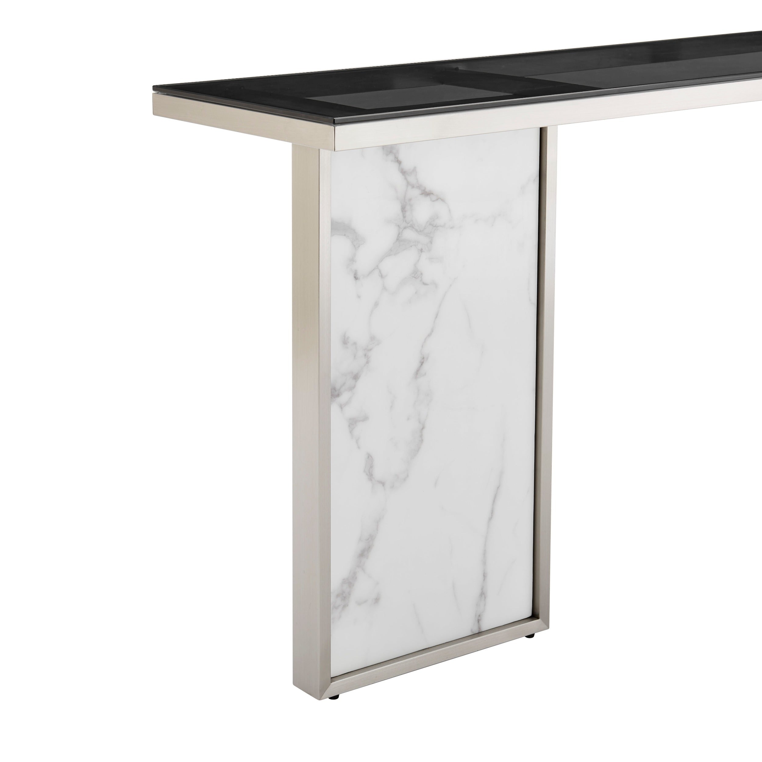 Monolith Chic Marble Console Table - White / Black Top