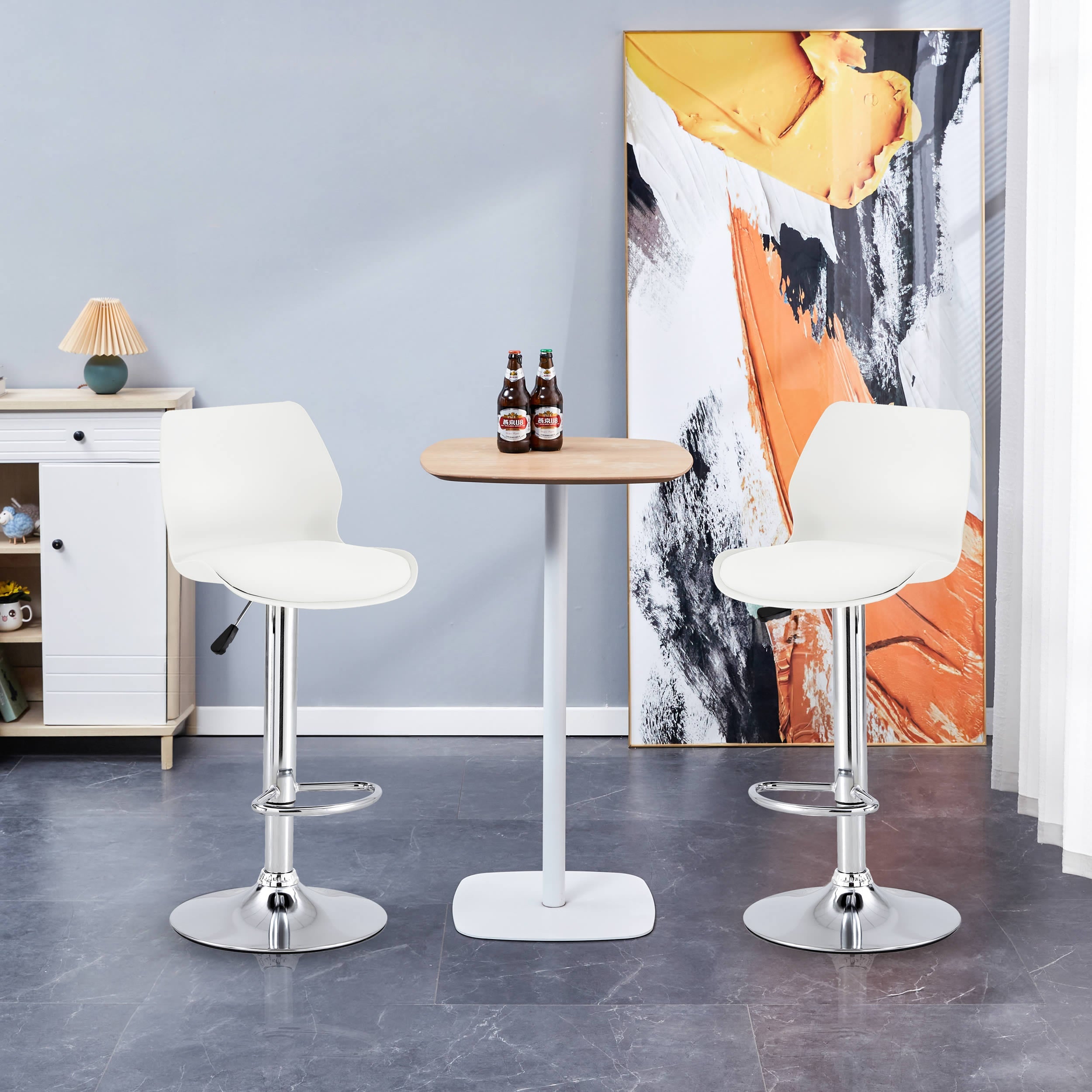 Celestial Heights Adjustable - Set of Two Stools // White