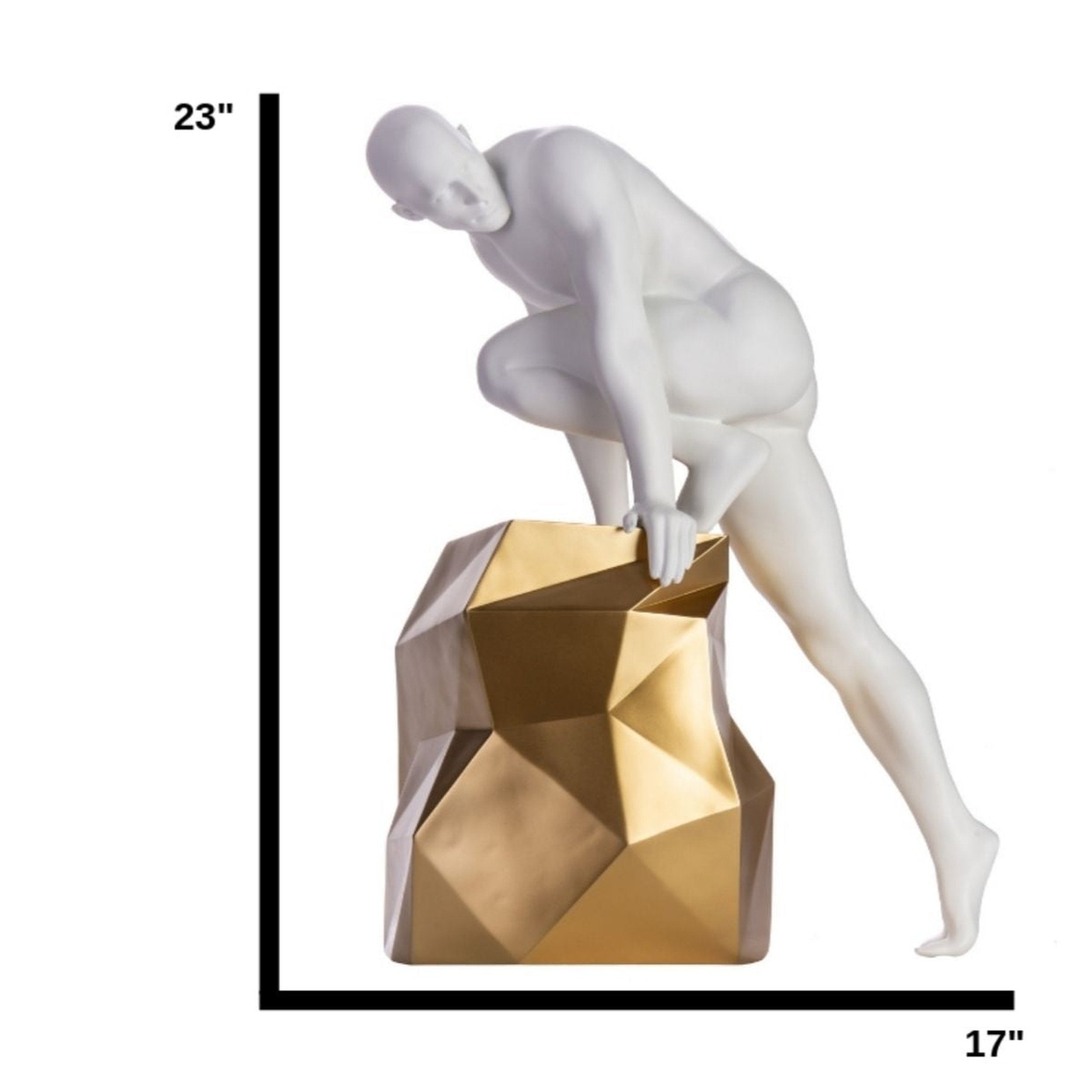 Sensuality Man Sculpture // Matte White and Gold