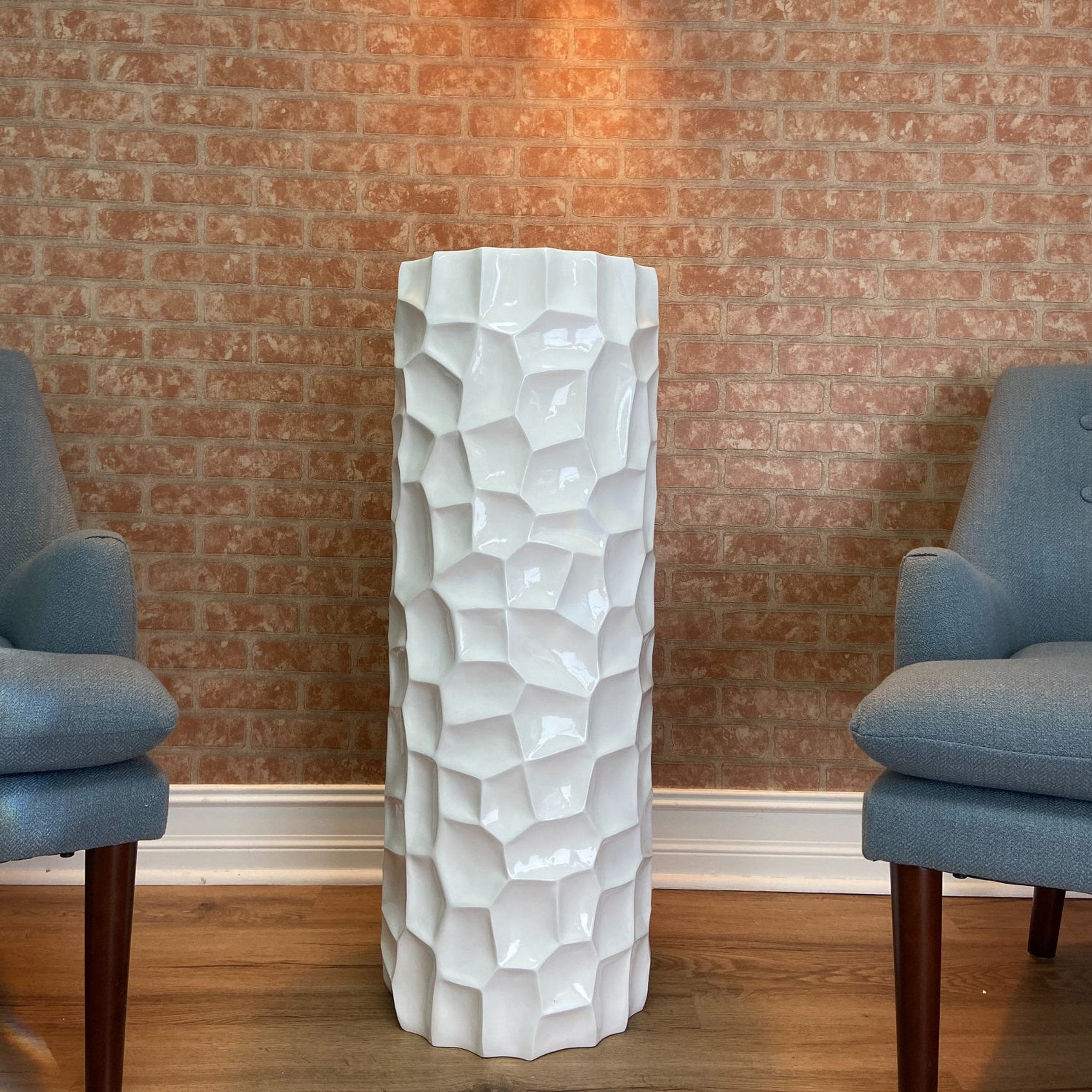 Textured Honeycomb Vase // White, 36"