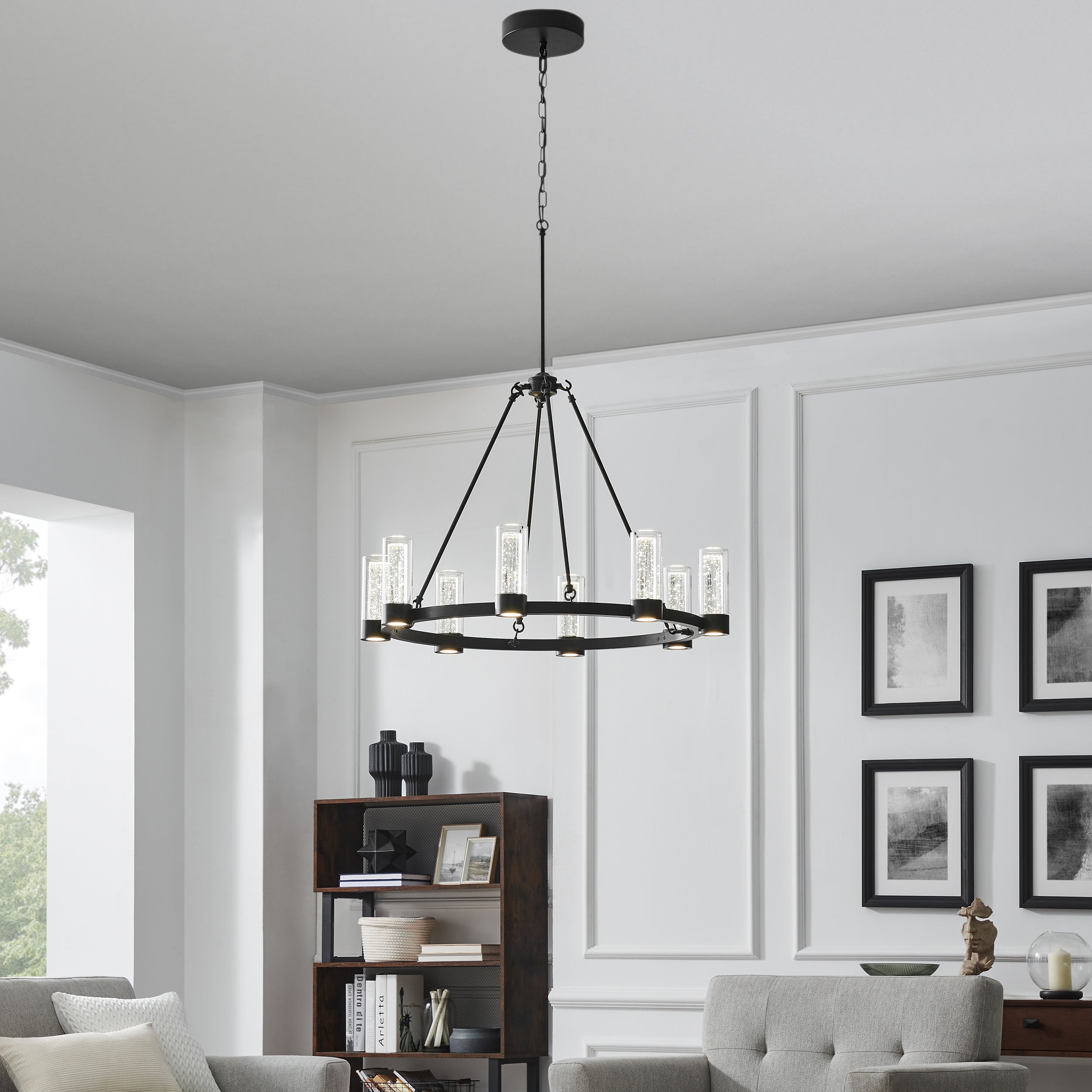 Victory 8 Light Chandelier //  Matte Black