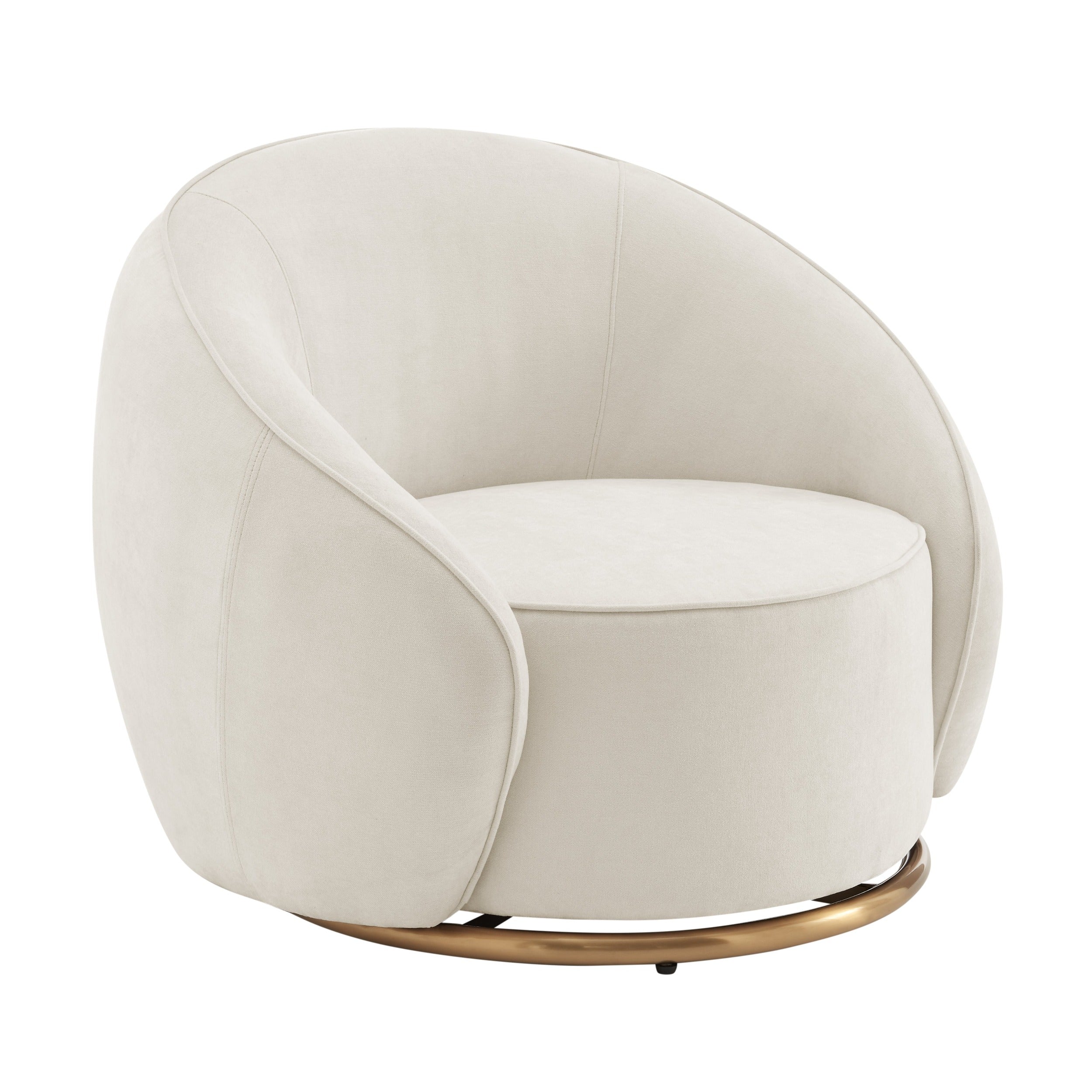 Ivory Swing Luxury Swivel Accent Chair // Ivory and Brushed Gold